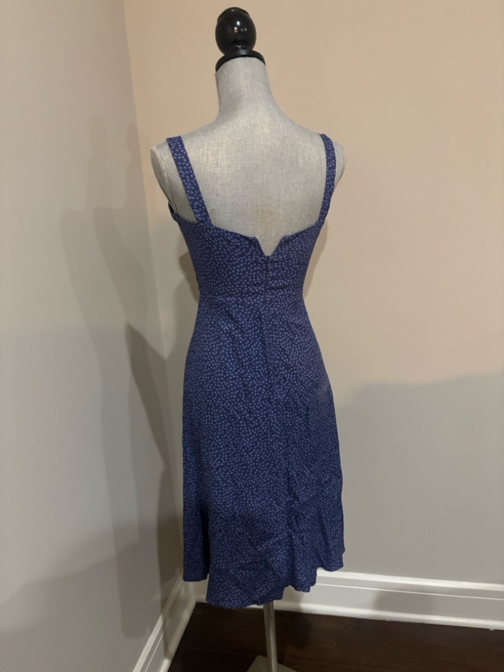 Reformation Persimmon Dress Blue Square-Neck Button-Front Midi Dress - Picture 8 of 16